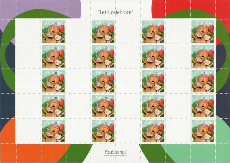 2007 Gibraltar - YouStamps © Personalised Sheet - Blank Labels - 20 x E Value