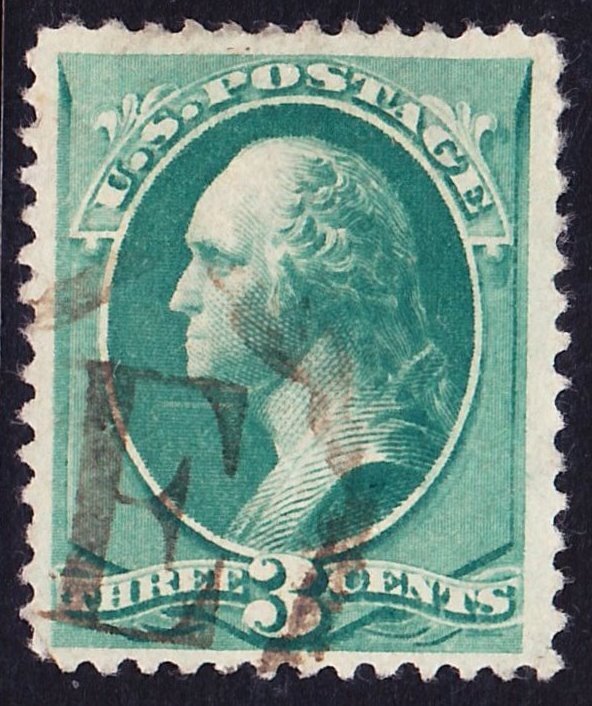 Scott 207, VF Used, E in Wreath of Ellenville, NY, Cole L-5, crease