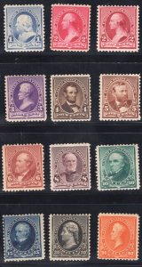 MOMEN: US STAMPS #219-229 MINT OG H/1NH(219D) LOT #78321