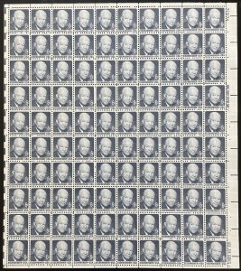 Scott 1393g DWIGHT D. EISENHOWER Sheet of 100 US 6¢ Stamps MNH 1970