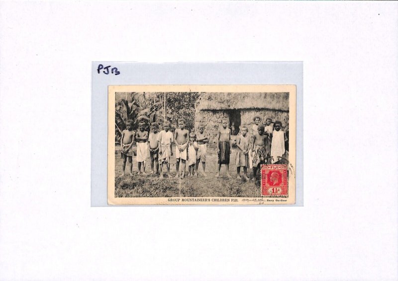 FIJI KGV VIEW-SIDE Postcard *MOUNTAINEER'S CHILDREN* Ethnic PPC 1932 Texas PJ13