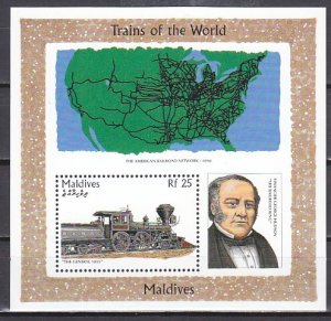 Maldives, Scott cat. 2182. T  General , Locomotive s/sheet.