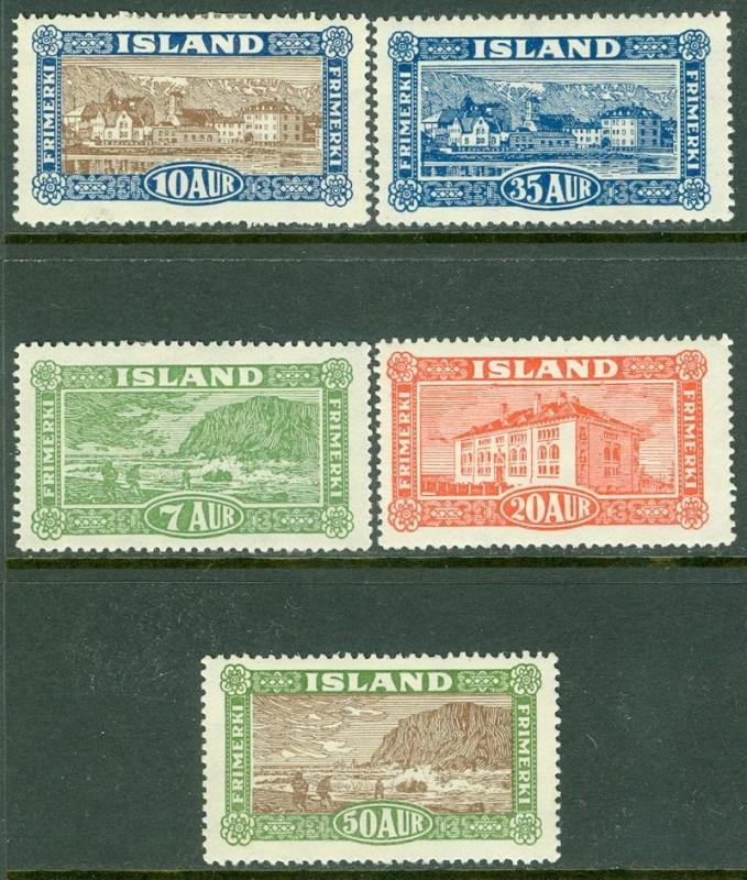 ICELAND : Scott #144-48 Fresh & Very Fine, Mint Original Gum Hinged Catalog $285