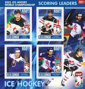 Stamps.Sports Ice Hockey 2021 year 1+1 sheets perf Congo