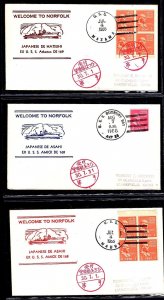 JAPAN US 1950's THREE JAPAN NAVAL COVERS JAPANESE DE ASAHI & JAPANESE HATSUHI