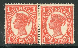 Queensland 1897 1p  Vermillion  SG 233 Perf 12½ Pair Mint D404 ⭐⭐⭐⭐⭐⭐