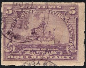 R167 5¢ Documentary Stamp (1898) Used/Date Stamped