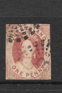 QUEENSLAND 1860  1d  CARMINE ROSE  QV IMPERF FU  SG 1