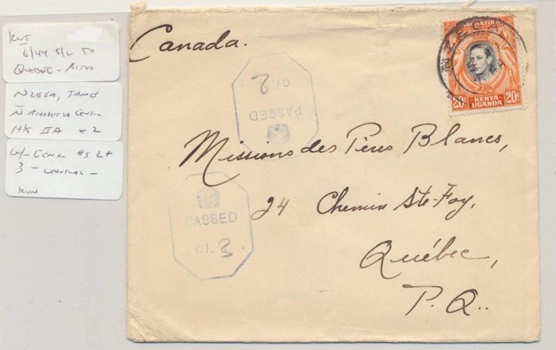 KUT (BRITISH) NZECA TO CANADA 1944 CENSOR COVER, POSTED IN N.RHODESIA(SEE BELOW