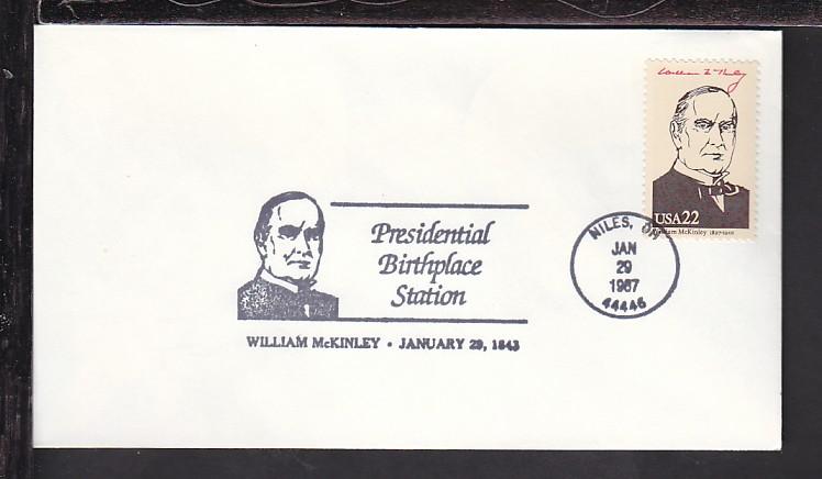 William McKinley Birthplace 1987 Cancel Cover BIN 