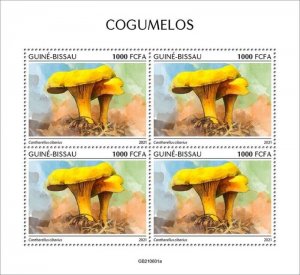 Guinea-Bissau - 2021 Golden Chanterelle Mushrooms - 4 Stamp Sheet - GB210601f