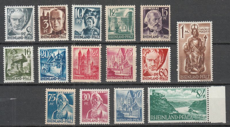 Germany - 1947/1948 Rhine Palatinate Sc# 6N1/6N15 - MH (8812)