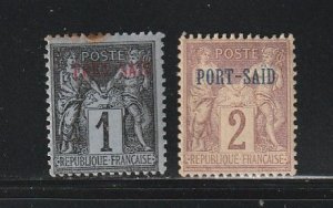 France Offices In Egypt Port Said 1-2 MH Overprint