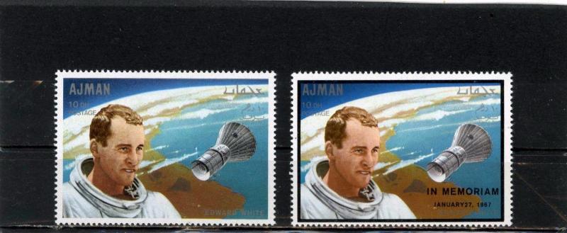 AJMAN 1967,1969 Mi#334A,460A SPACE/IN MEMORY EDWARD WHITE SET OF 2 STAMPS MNH