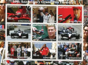 Kyrgyzstan 2002 FORMULA 1 60th. GRAND PRIX Sheet (9) Perforated Mint (NH)