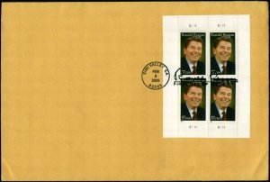 US FDC #3897 Manually Constructed 4 Corners of Same Plate Block # Simi Valley,CA