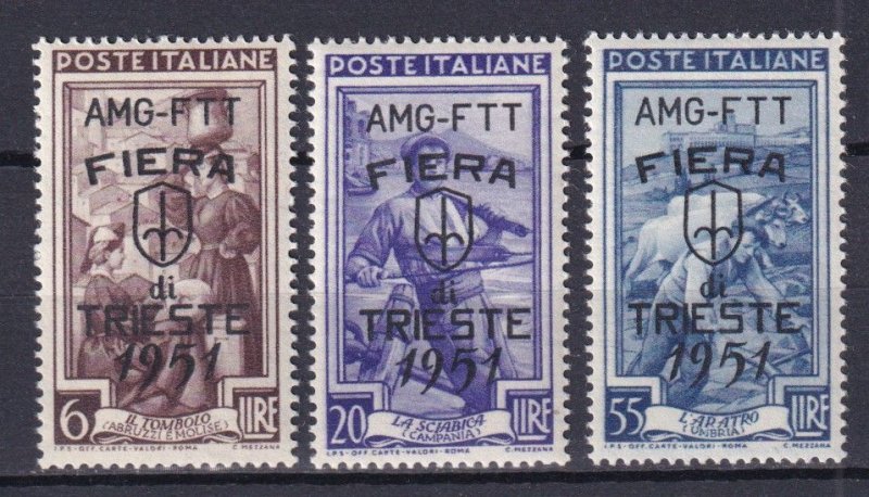 1951 - ITALY - TRIESTE Zone A - Sc#122-124 - MNH**