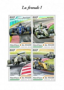 Niger - 2018 Formula 1 Racing - 4 Stamp Sheet - NIG18416a