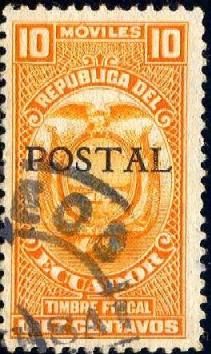 Postal, Ecuador stamp SC#587 used