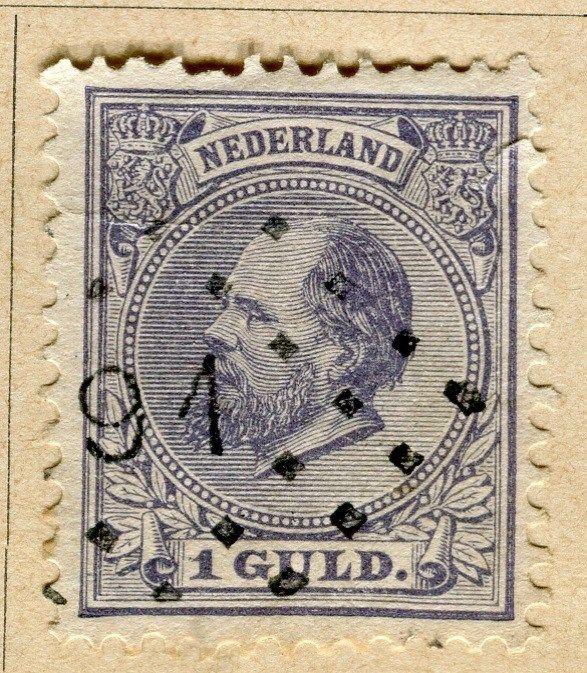 NETHERLANDS;  1872 early William issue fine used 1G. value