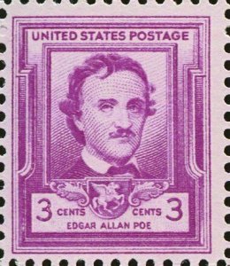 1949 Edgar Allan Poe Single 3c Postage Stamp - Sc# 986 - MNH,OG