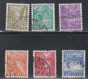 Switzerland # 219-223, 225, Scenic Views, Used, 1/3 Cat.