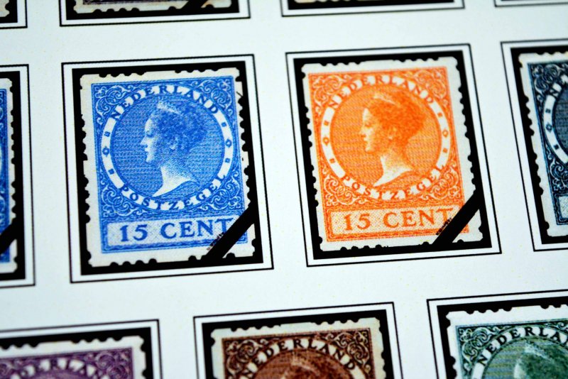 COLOR PRINTED NETHERLANDS [CLASS.] 1852-1947 STAMP ALBUM PAGES (38 ill. pages)