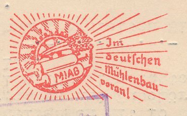 Meter card Deutsche Reichspost / Germany 1937 MIAG - Mills construction - Millst