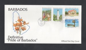 Barbados #982-84/#995  (2000 Pride of Barbados definitives) unaddressed PO FDC