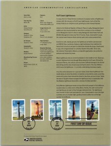 USPS SOUVENIR PAGE GULF COAST LIGHTHOUSES SET OF (5) 2009