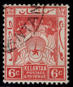 MALAYSIA - Kelantan GV SG19a, 6c scarlet, FINE USED.