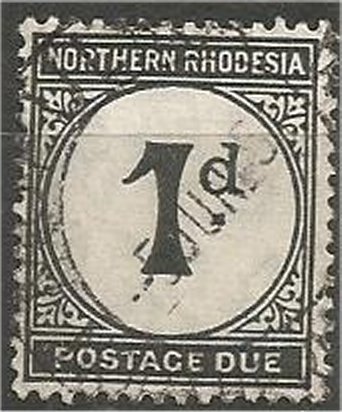 NORTHERN RHODESIA, 1929, used 1p, Numeral  Scott J1