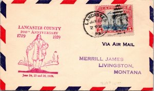 FFC 1929 - Lancaster County 200th Anniv - Lancaster PA to Livingston Mt - F55760