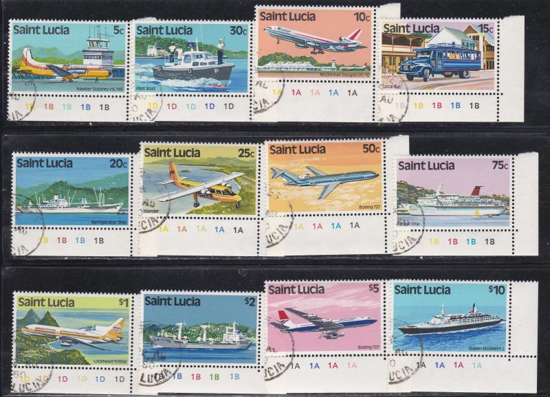 St. Lucia # 504-515, Ships & Airplanes, Used Set, 1/2 Cat.