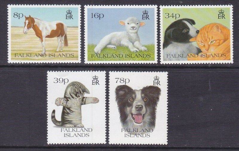 Falkland Islands 588-92 MNH 1993 Young Pets Dog Pony Kitten Lamb full Set VF