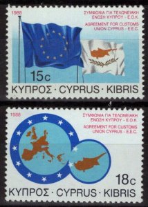 ZAYIX Cyprus 699-700 MNH Natl. & EEC Flags Maps 090222S70M