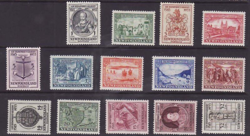 Newfoundland-Sc#212-25- id40-unused og hinged set-Gilbert issue-1933-