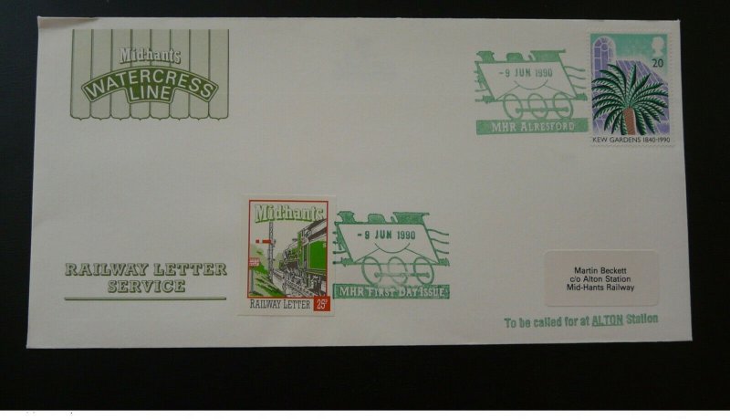 railroads train Mid-Hants Railway letter Great Britain cover 1990