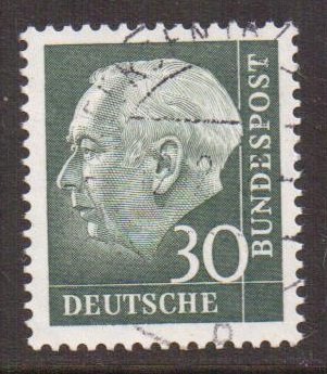 Germany  #755y  used  1960  President Heuss 30pf   fluorescent