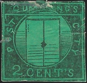US Scott #55L2 Mint Fine 2 Cent 1844 Cumming's City Post Local Stamp