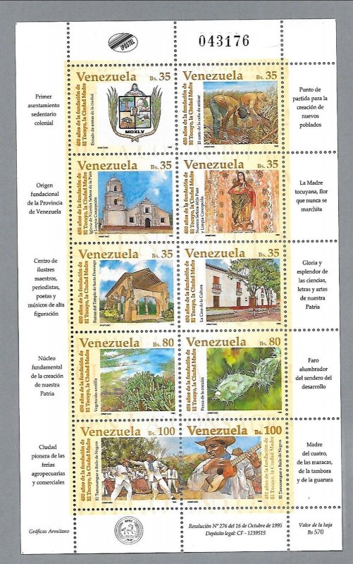 VENEZUELA Sc 1532 NH MINISHEET OF 1995 - TOWN OF EL TOCUYO  