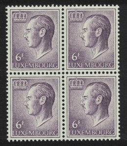 Luxembourg Grand Duke Jean 6f. lilac Fluor paper Block of 4 1974 MNH SG#765