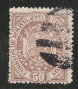 Bolivia Scott 45 Used perf 14 stamp on thin paper