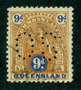 Australia Queensland 1902 official #128a U Perfin OS ...