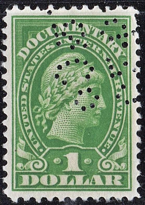 R240 $1.00 Documentary Stamp (1917-33) Perfin