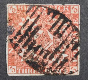 New Brunswick SC# 1a Used / Light Bluish Paper / Dark Red - S24390