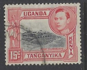 Kenya, Uganda & Tanzania, Scott #72; 15c King George VI, Used