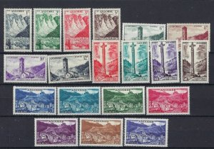 French Andorra 124-42 MH 1955-58 set; couple MNH; few MLH (an8195)