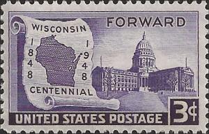 # 957 MINT NEVER HINGED WISCONSIN STATEHOOD 100TH ANNIV.