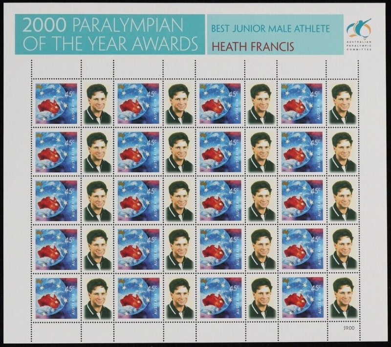 AUSTRALIA 2000 Paralympian of the Year $9 SES set. MNH **. (7).